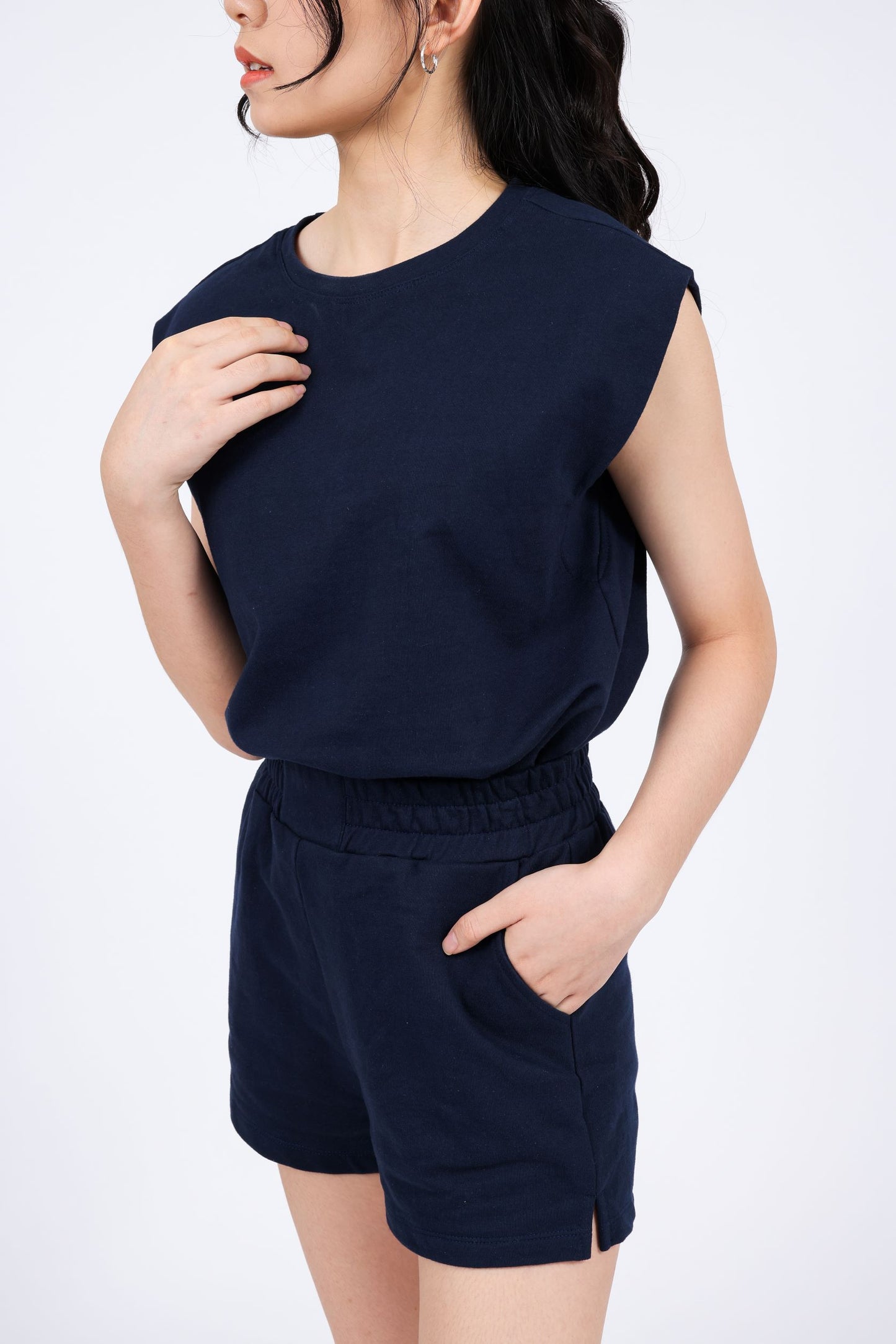 Valerie Sleeveless Terry Set in Navy